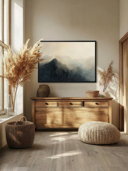 Misty Mountain with Cross