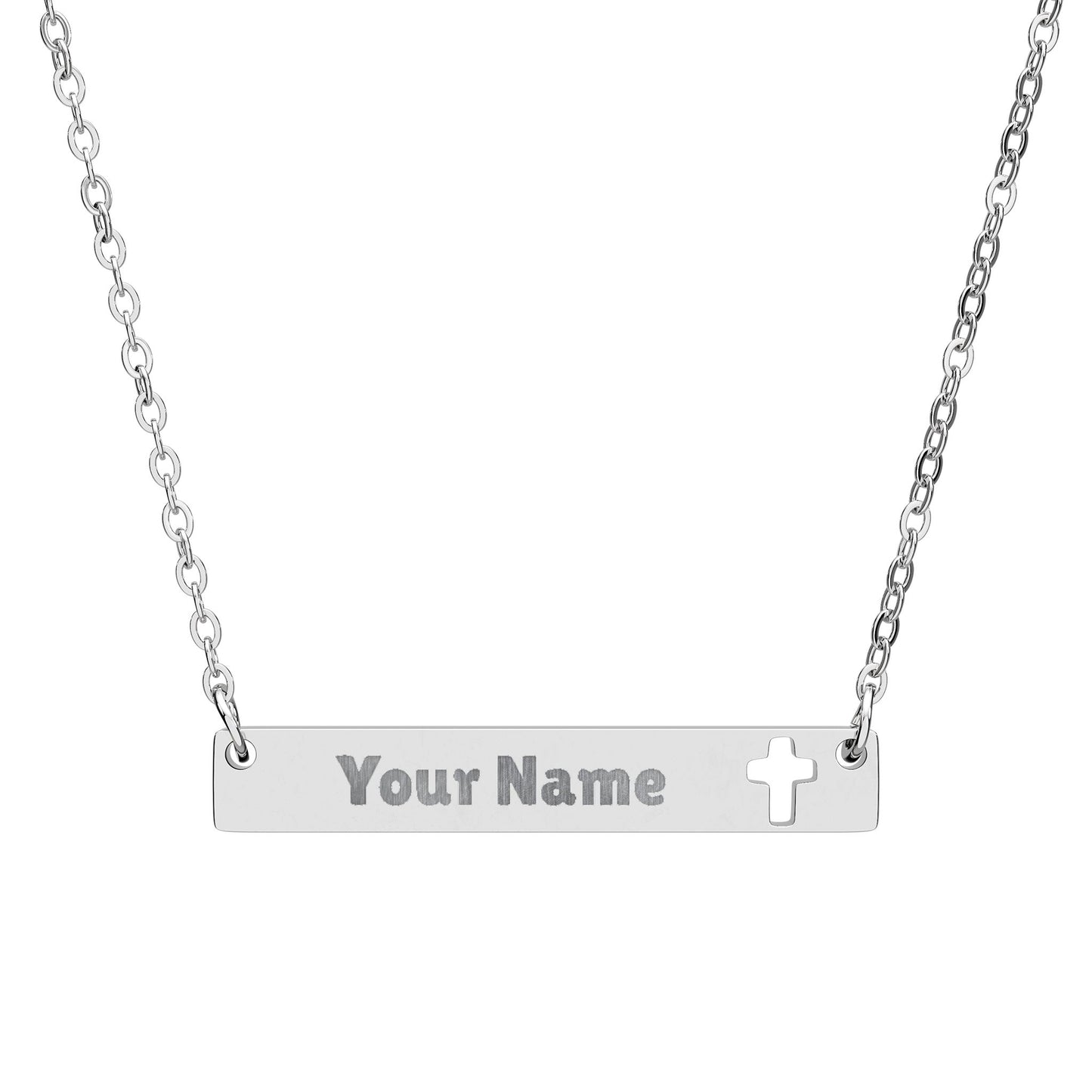 Cutout Cross Bar Necklace