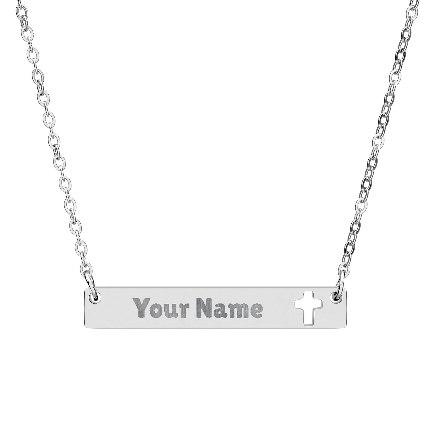 Cutout Cross Bar Necklace