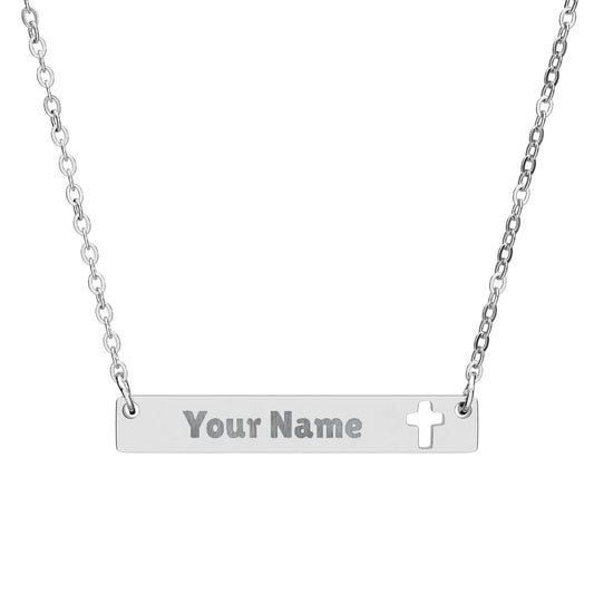 Cutout Cross Bar Necklace