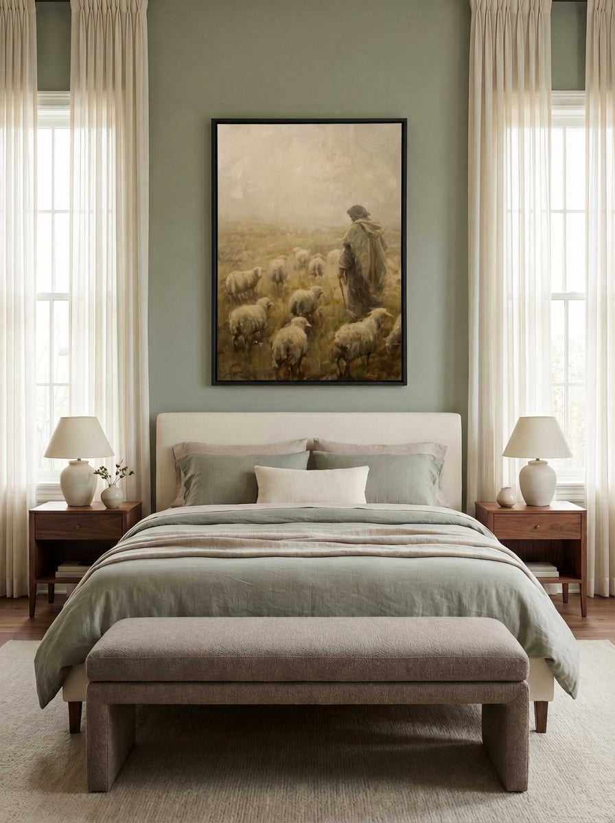 Shepherd Tending Flock