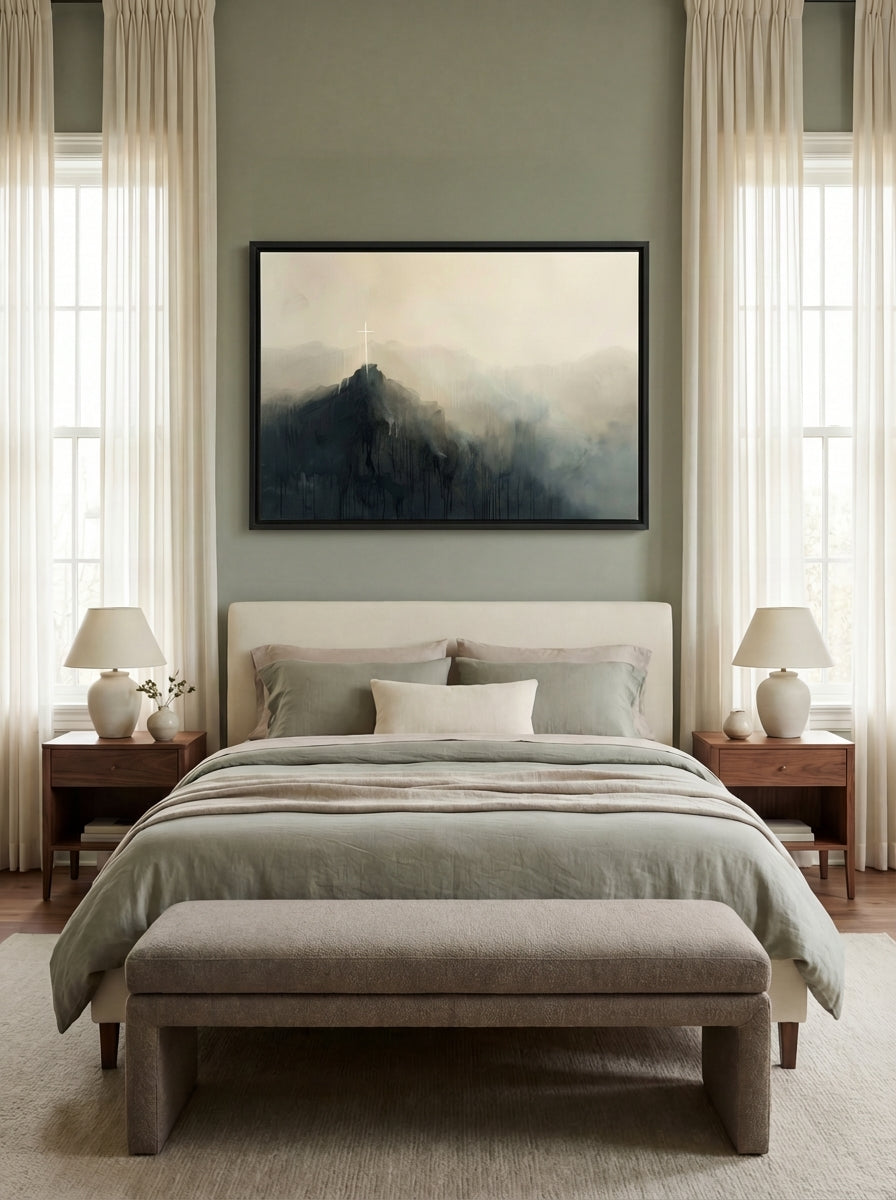 Misty Mountain with Cross