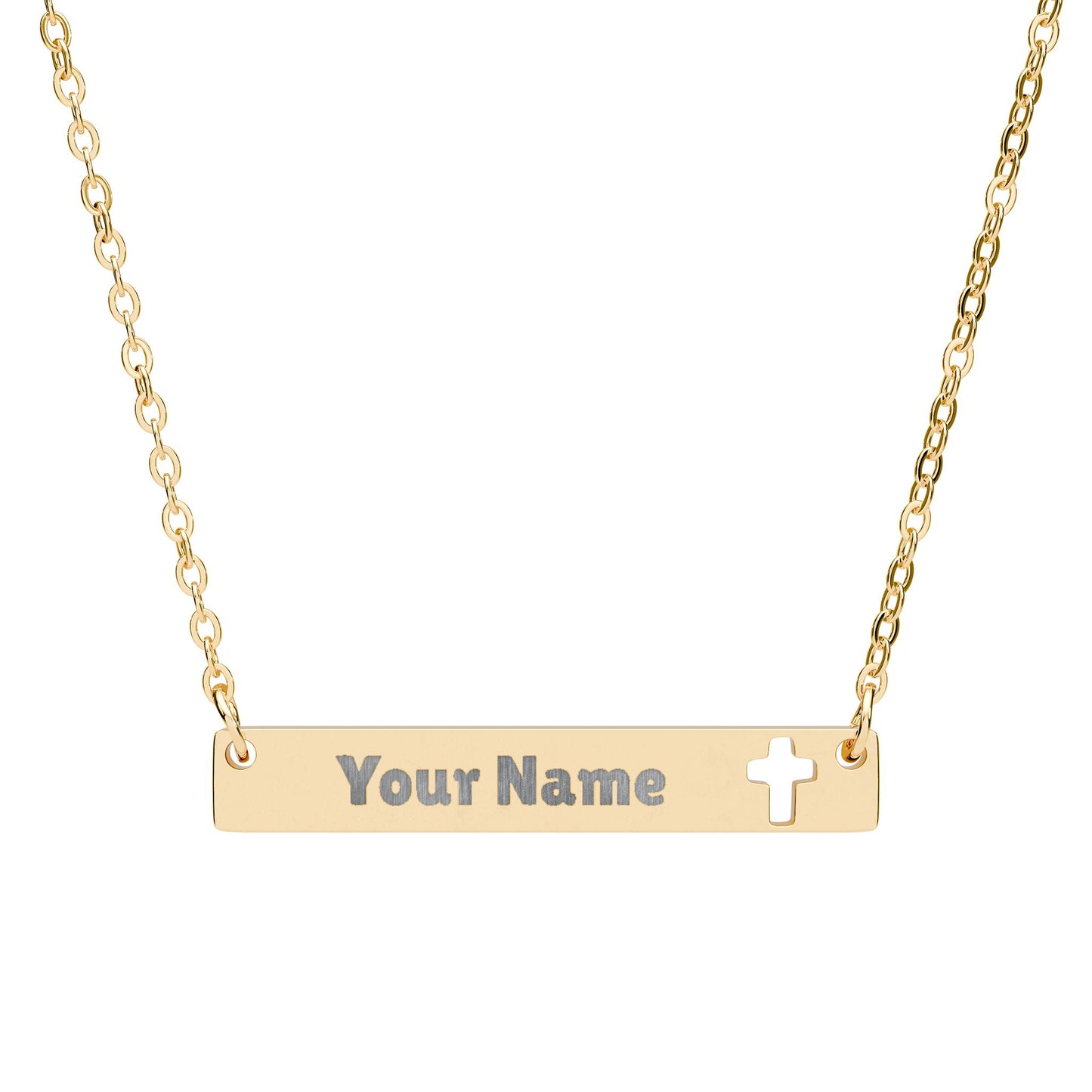 Cutout Cross Bar Necklace
