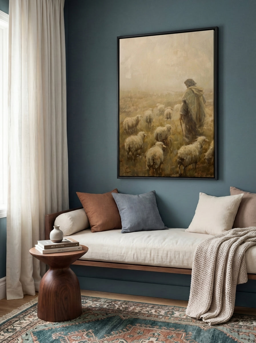 Shepherd Tending Flock